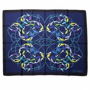 LE PAREO - 54"x72" - SILK-COTTON  PAREO - AQUATIC PRINT - INK BLUE/ BLACK